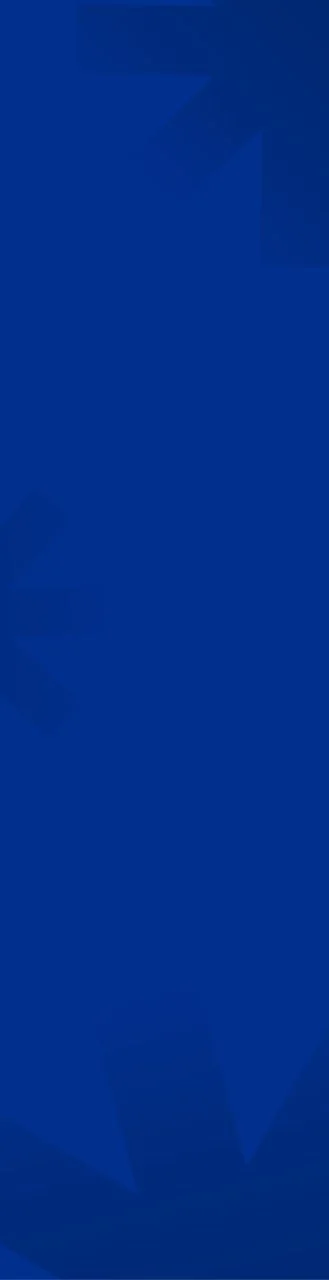 Blue vertical banner with abstract darker and lighter blue geometric shapes and patterns.
