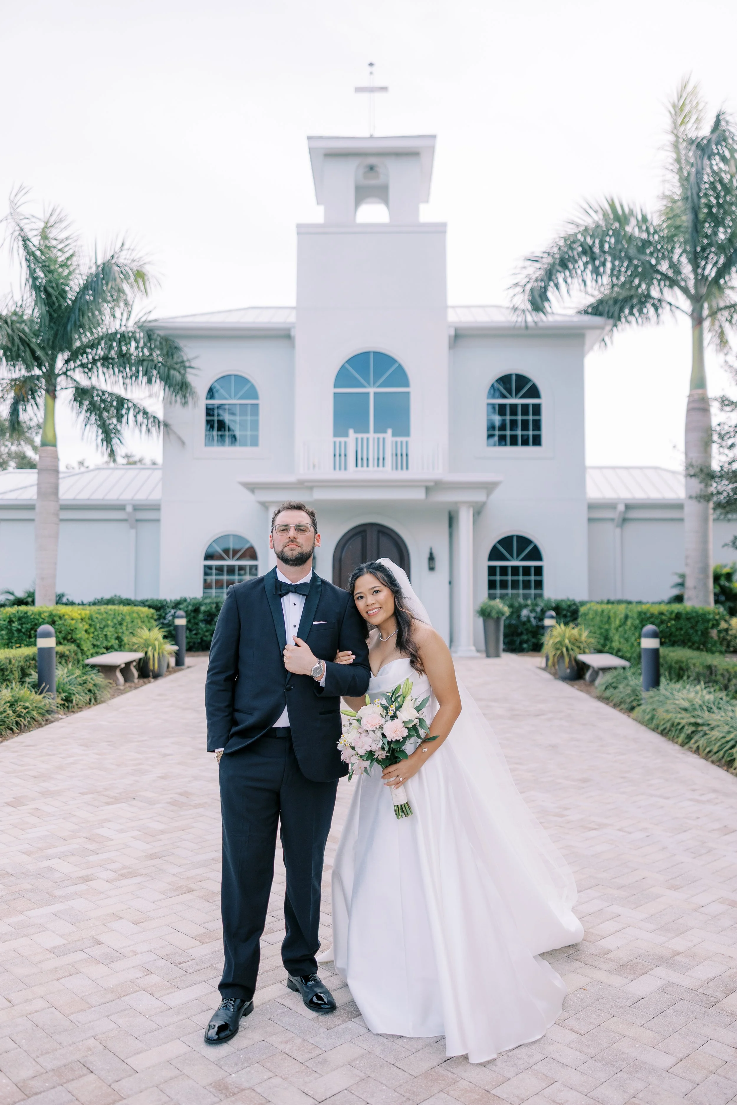 Bride and groom portraits at Harborside Chapel in Safety Harbor Florida