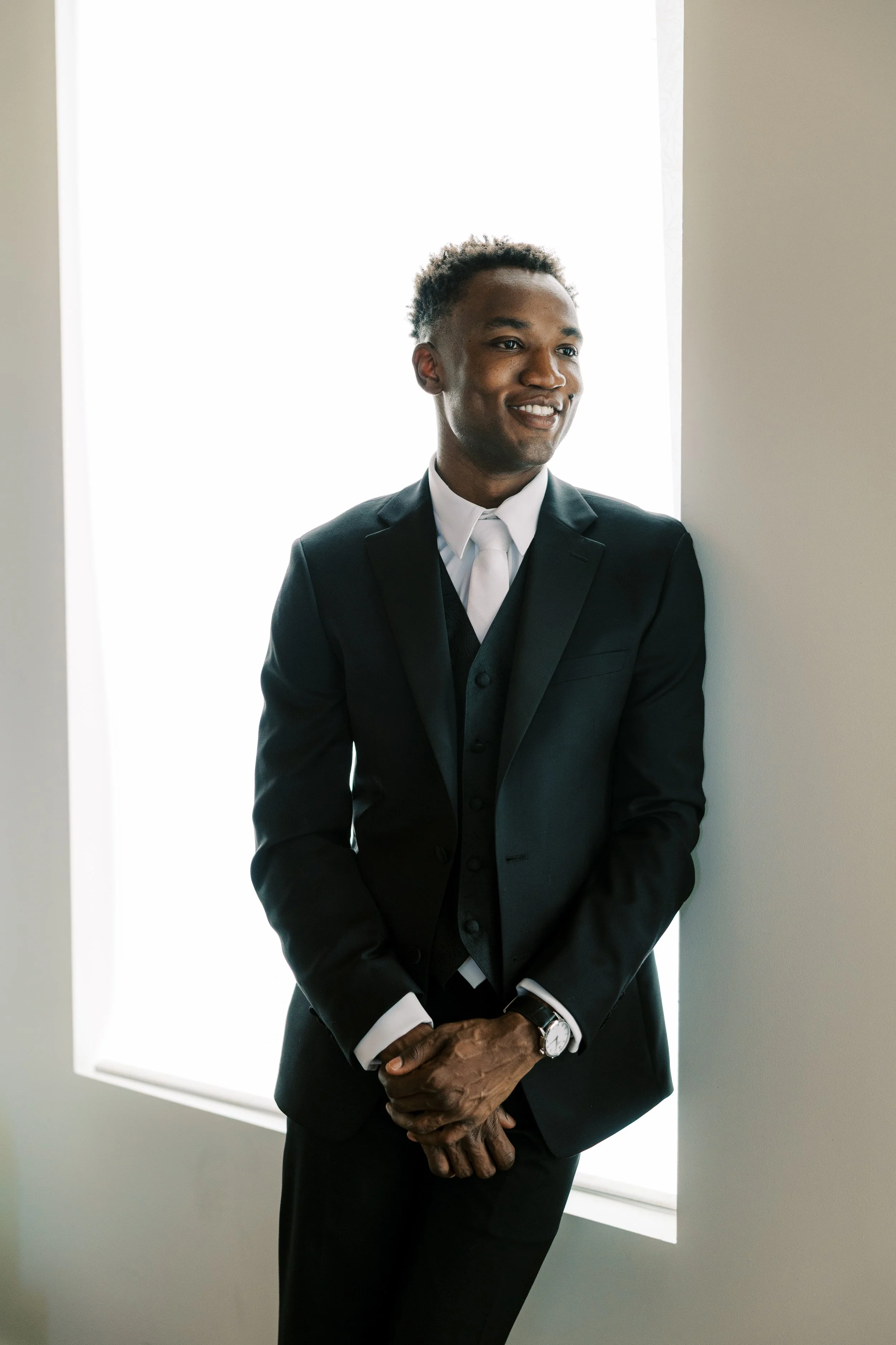 Groom gets ready on wedding day Sarasota Florida wedding venue Browns Grove