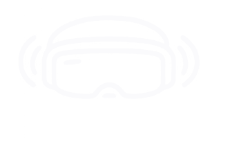 Line drawing of a pair of goggles with sound waves indicating noise or communication activity