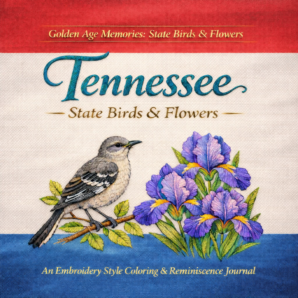 Tennessee State Birds & Flowers: An Embroidery-Style Coloring &  Journal Brand Yesterday's Colors By Mary (Edie) Gunter