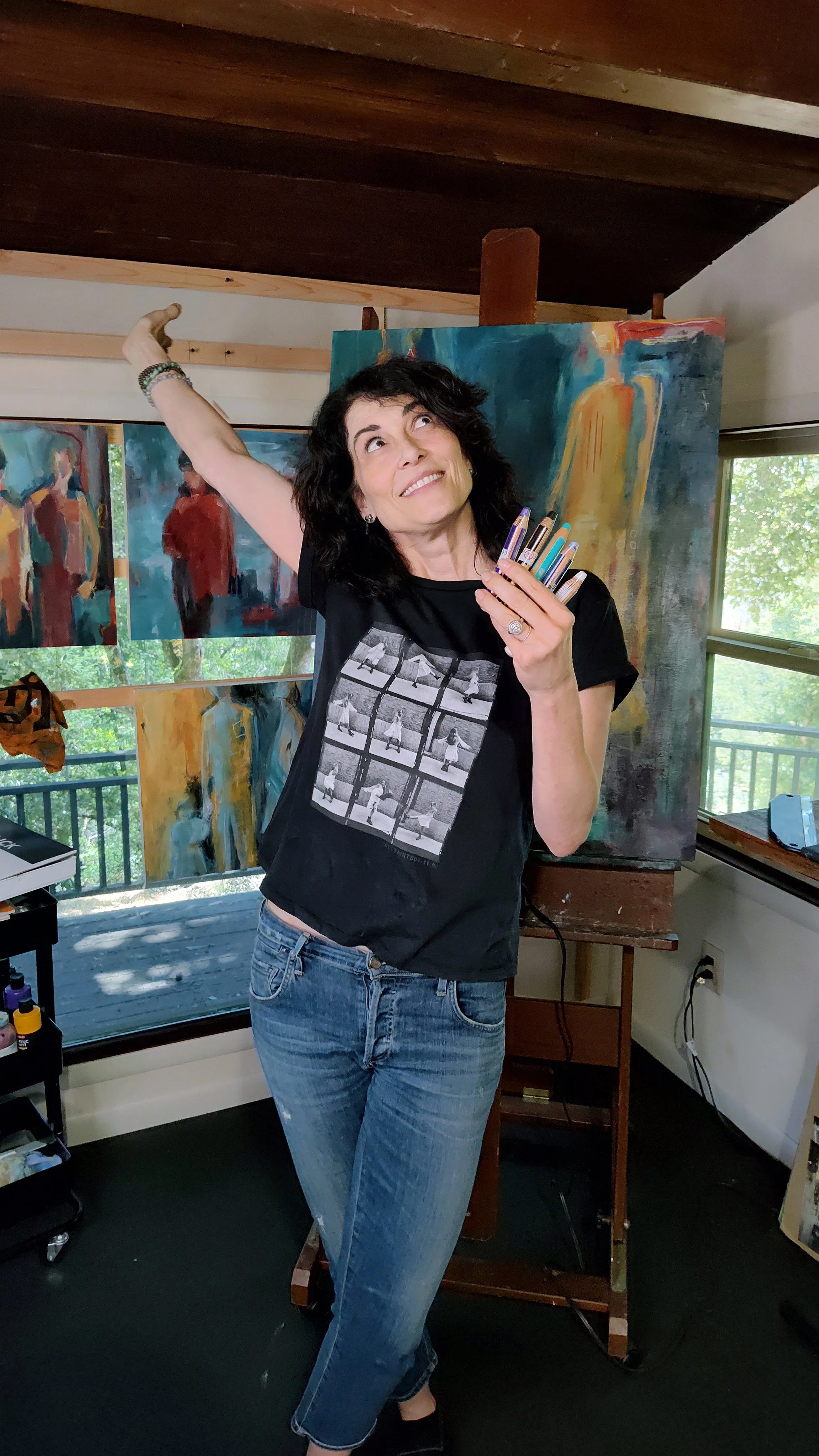 stephanie shaddock woods napa valley art studio Acrylic abstract Figurative Painting new paint materials and tools