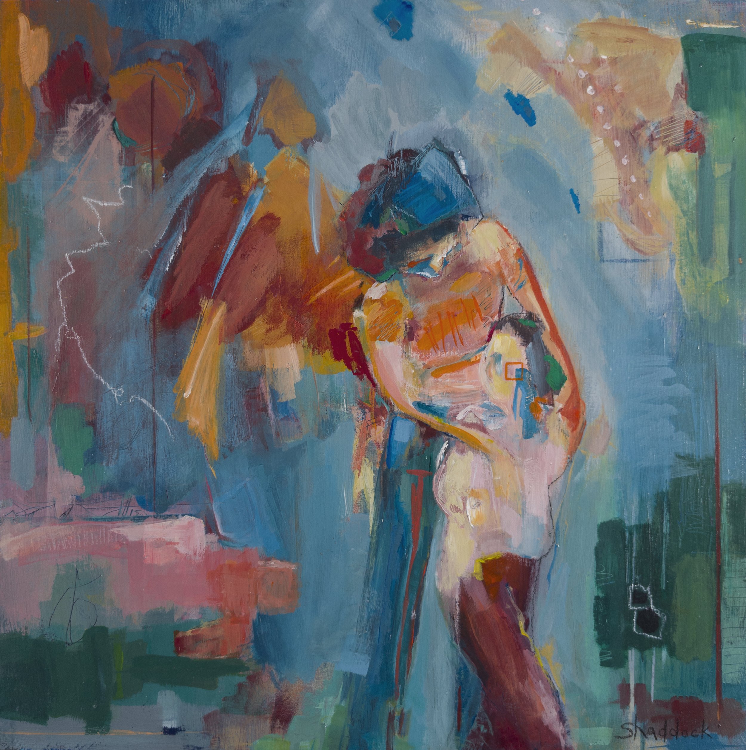 Abstract Figurative Acrylic Painting mother and daughter