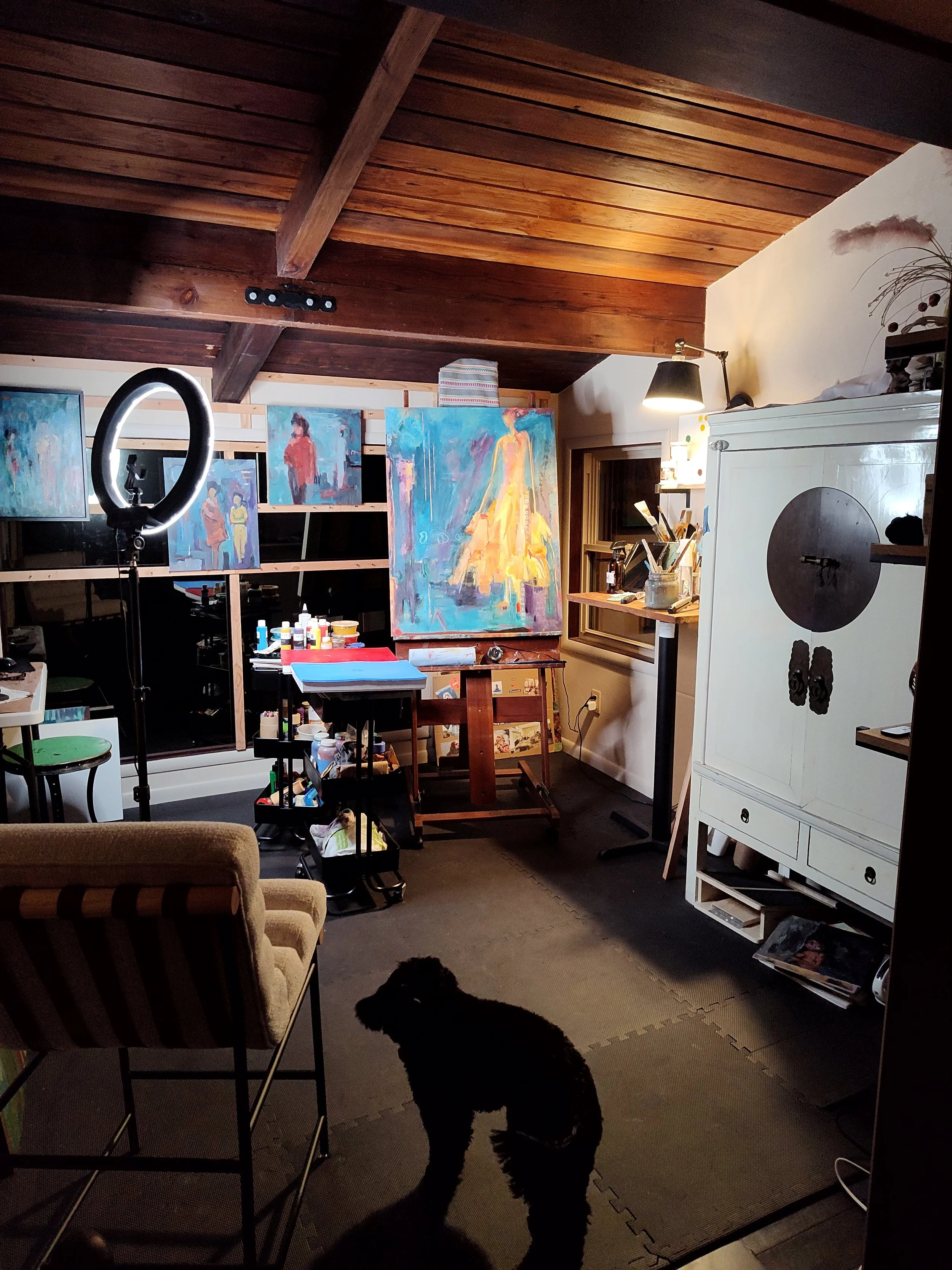 cockapoo studio dog acrylic painting studio napa valley calistoga california studio dog doodle