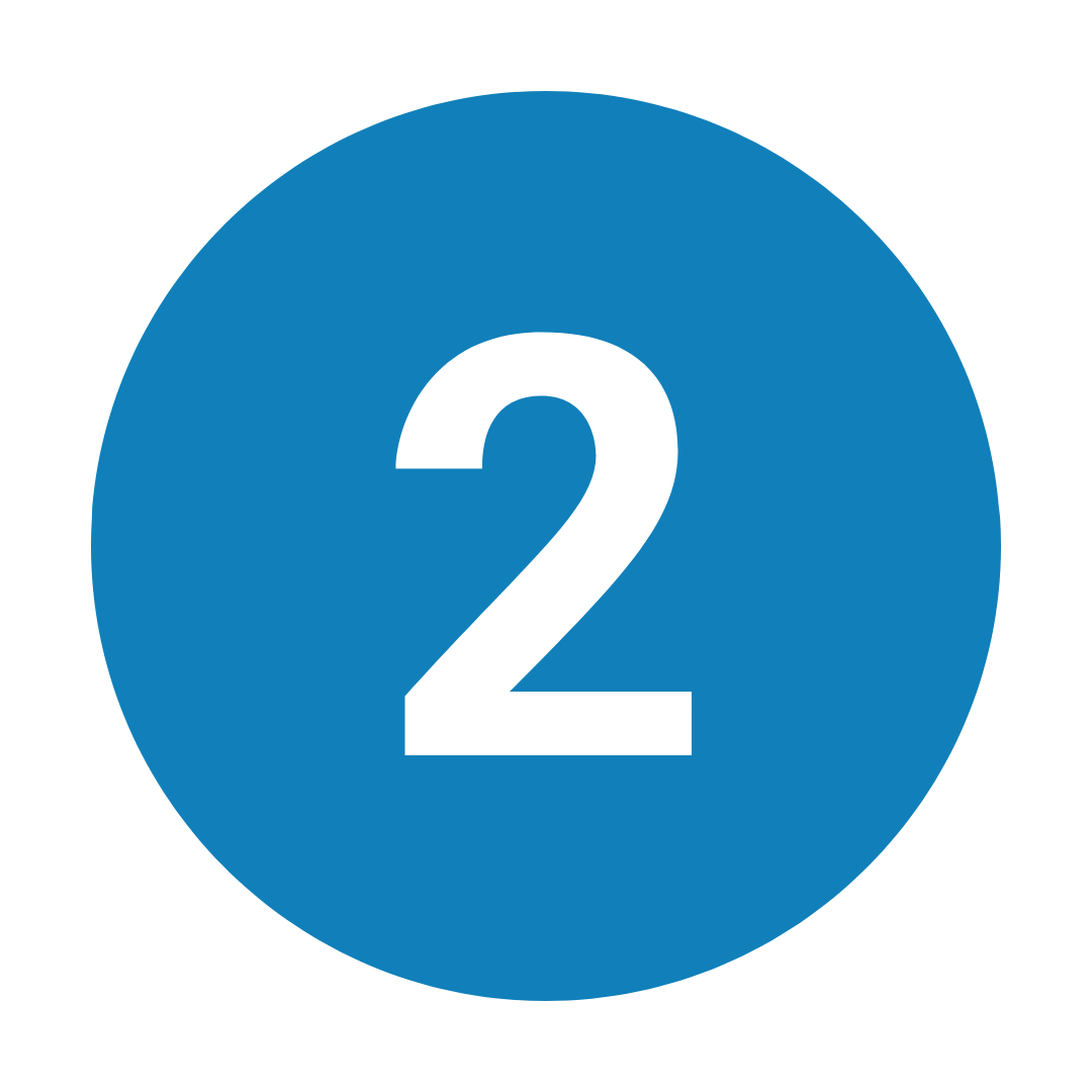 Blue circle with the number 2 in black text inside.