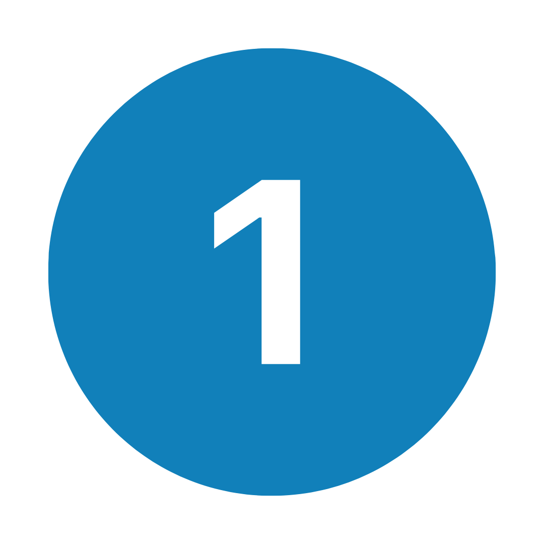 A blue circle with a black number '1' in the center.