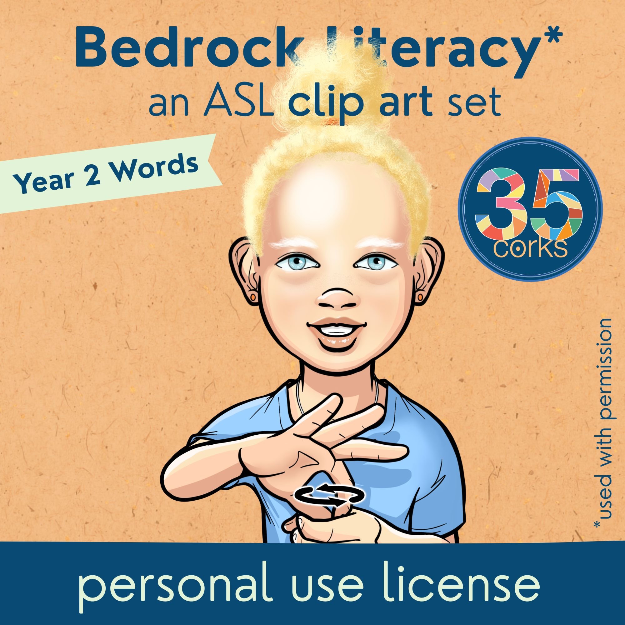 Thumbnail image of the digital product - ASL Bedrock Literacy Year 2 Words by 35 Corks Art Studio