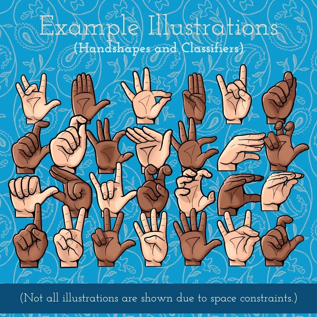 Handshapes that are included in the hand shape set. It's a digital clip art set by 35 Corks Art Studio. (Copy)