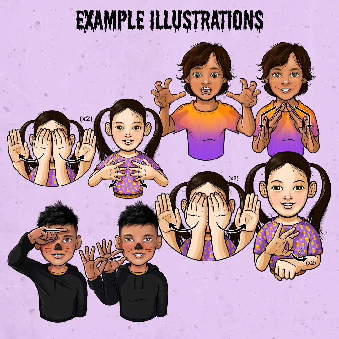 Examples of the ASL images that are contained in this downloadable set.