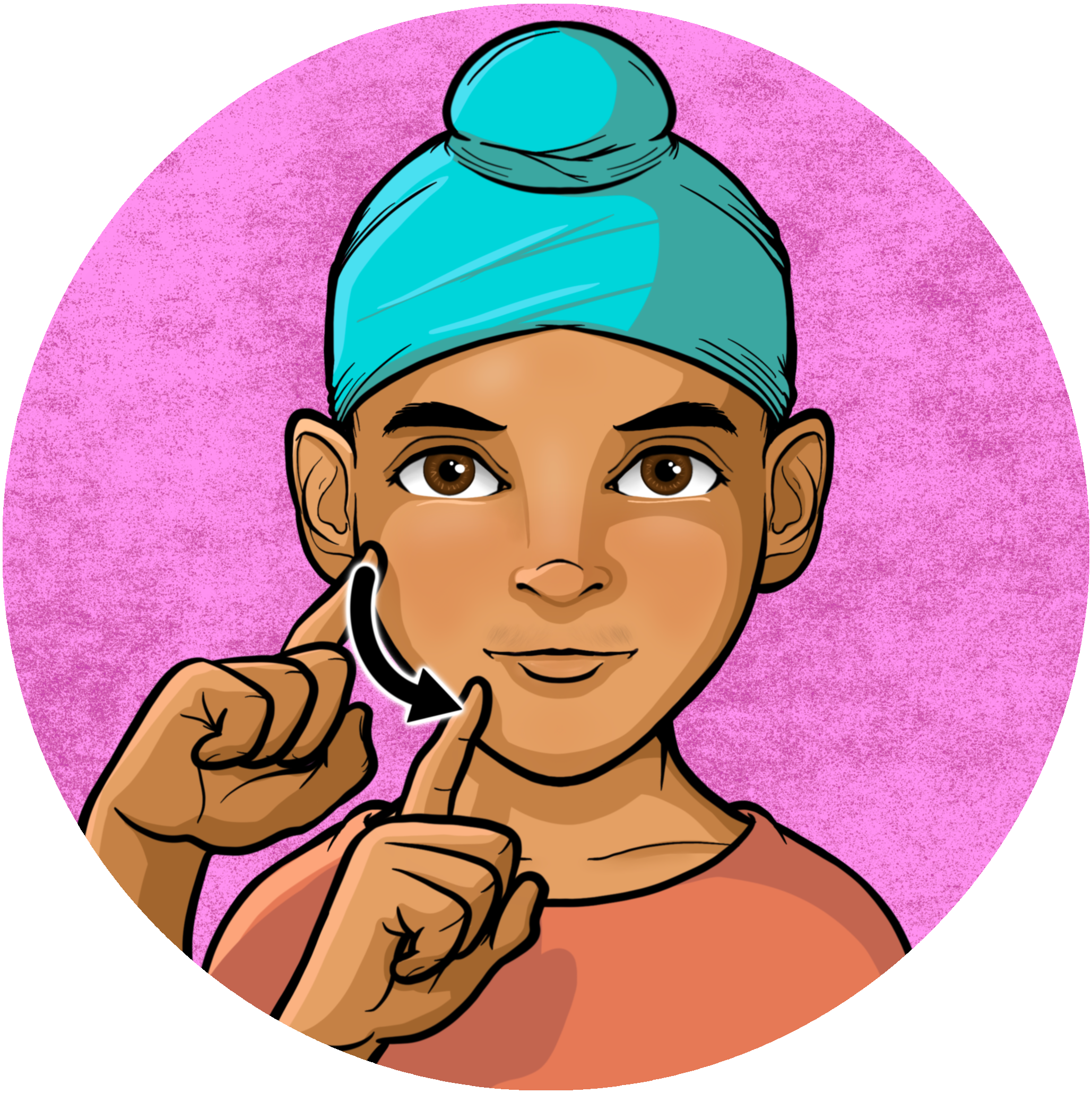 Thumbnail of a child wearing a Sikh headdress and signing the word for DEAF in American Sign Language.