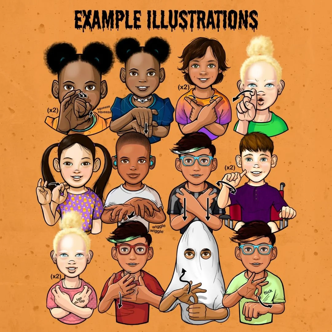 Examples of the ASL images that are contained in this downloadable set.