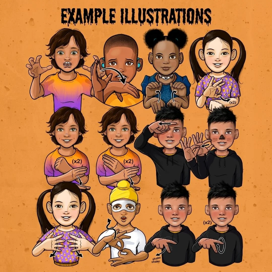 Examples of the ASL images that are contained in this downloadable set.