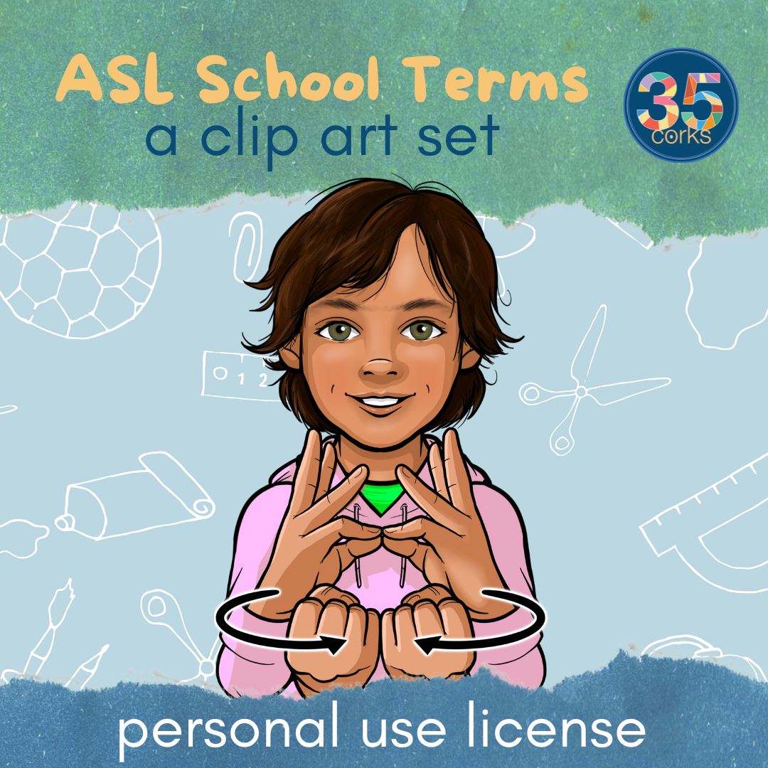 Cover image of the ASL Clip art set - School and Technology Terms.