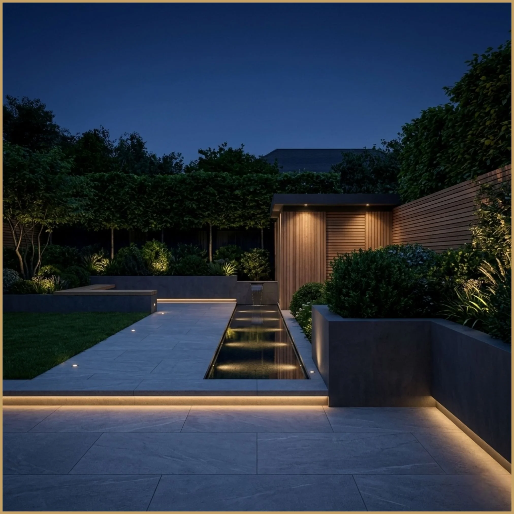 Complete Blueprint garden design asset cover image, featuring a detailed 3D visualisation of a landscaped outdoor living area.