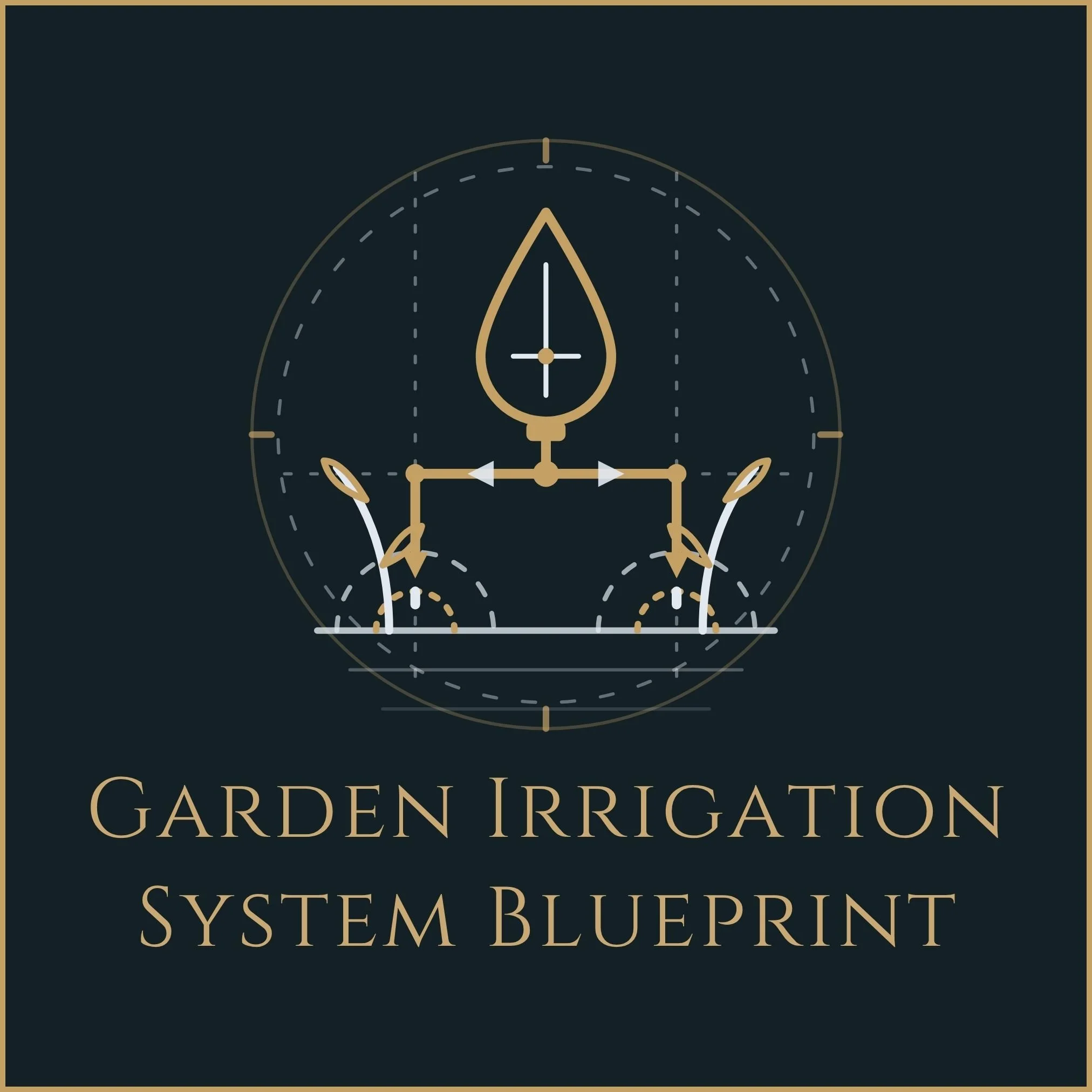 Gold schematic icon for the Botanical Irrigation System Pack, symbolizing smart hydrological blueprints and automated watering intelligence by Moonlight Studio.