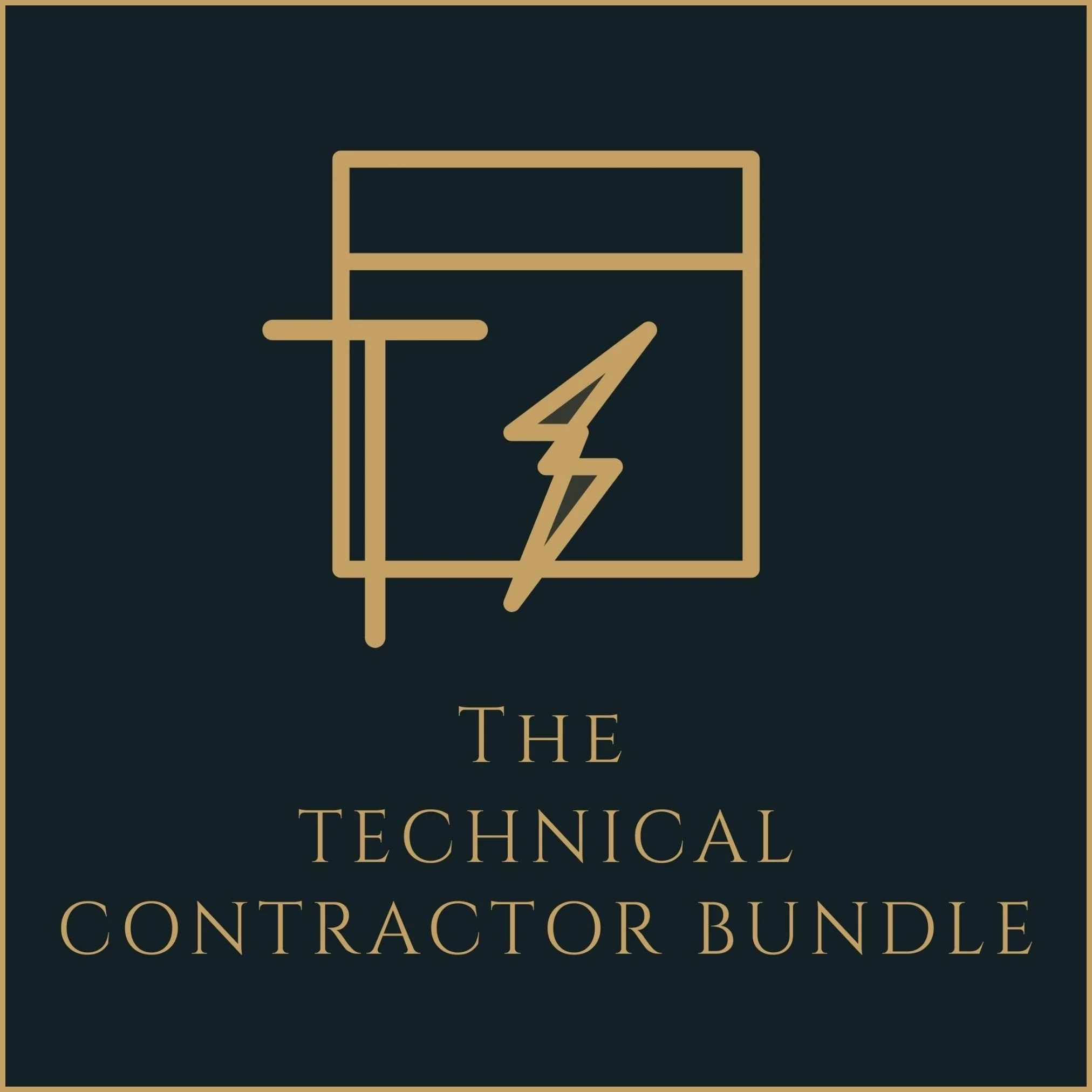 The Moonlight Garden Design Co. Technical Contractor Bundle SVG icon featuring CAD tools and electrical lighting.