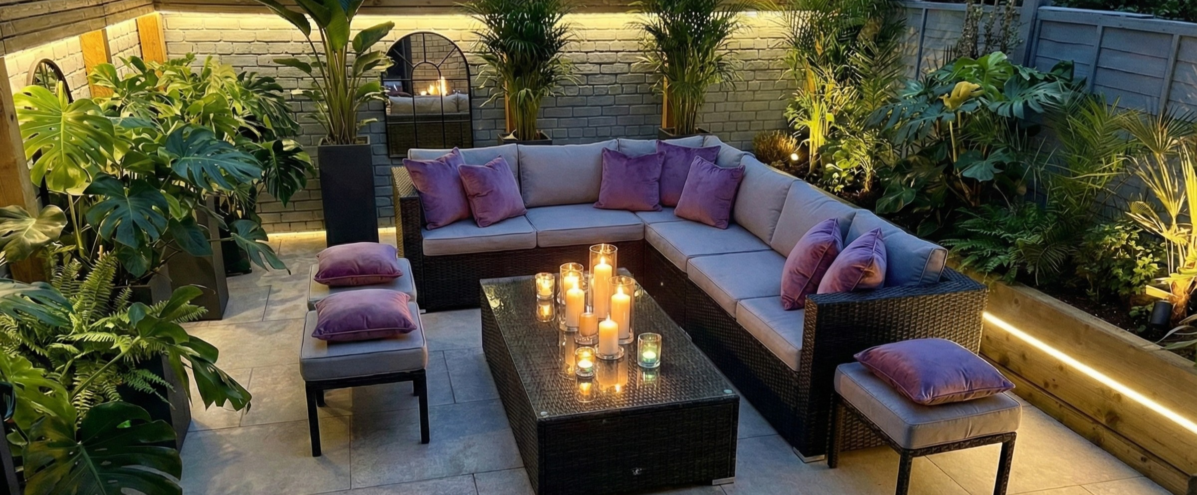 Luxury nocturnal garden design with professional architectural lighting