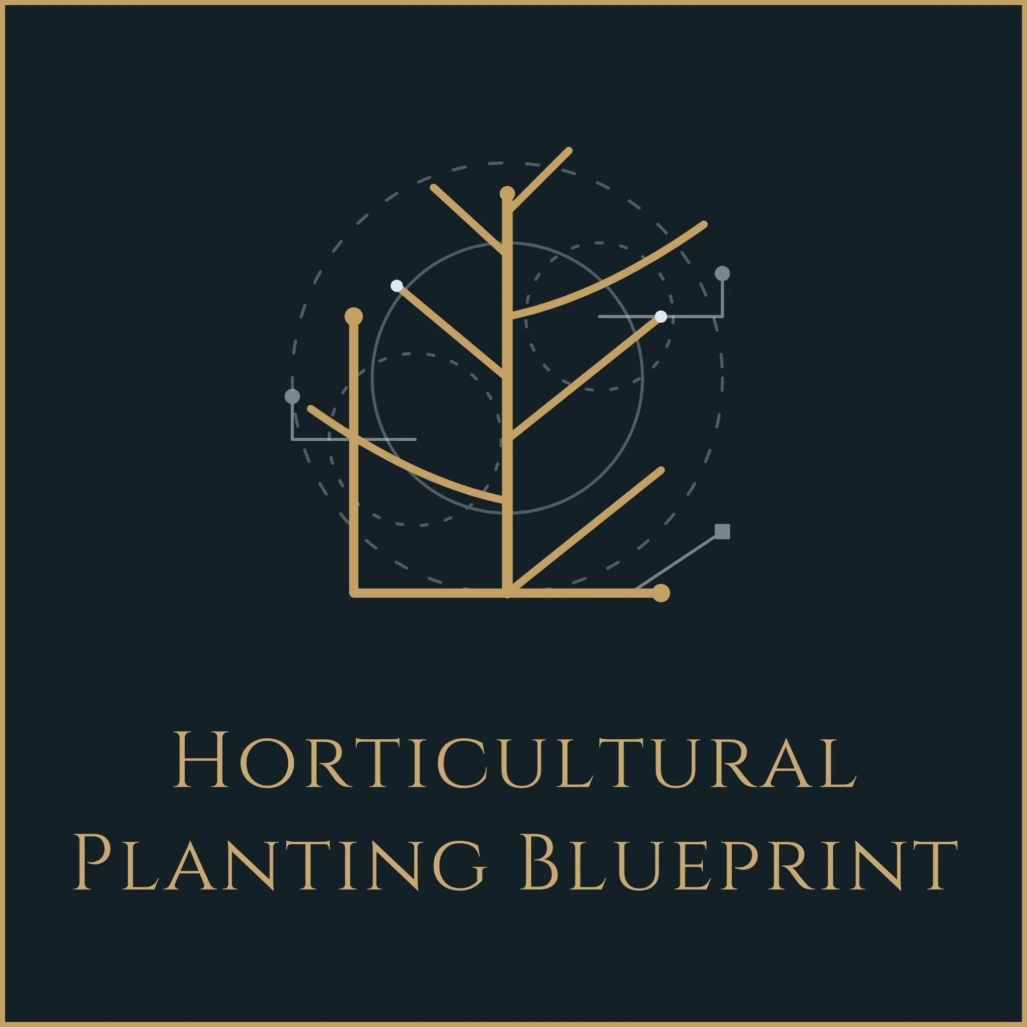 Gold structural plant schematic logo for The Horticultural Upgrade, symbolizing verified botanical care logic and detailed plant intelligence.
