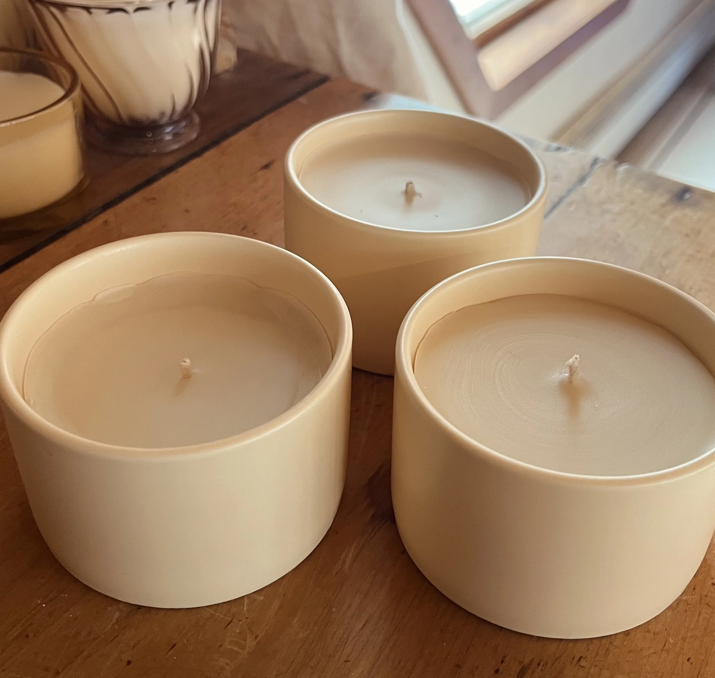 Scented Beeswax Candle, Ceramic Tumbler in Buttercream, 5 oz