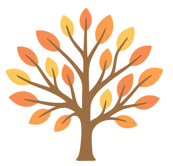 A stylized illustration of a tree with orange, yellow, and brown leaves, representing autumn. It is the Adelaide Hills Speech Pathology Services logo.