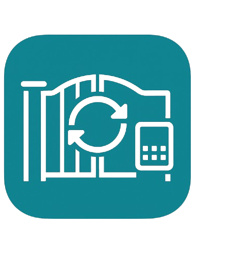 An icon representing cloud storage and data backup with a cloud, a circular arrow, bars, and a file folder.