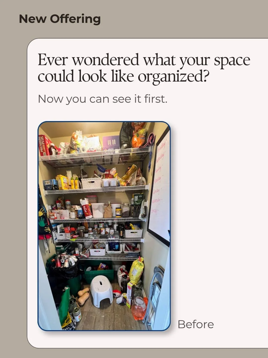 What would you change in this space?

I always say - organizing isn&rsquo;t about perfection. It&rsquo;s about creating systems that make everyday life easier.

And sometimes, the hardest part is knowing where to start.

✨ That&rsquo;s why I&rsquo;m 