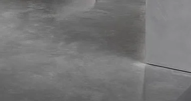 Close-up of a textured, grey wooden surface with detailed wood grain patterns.