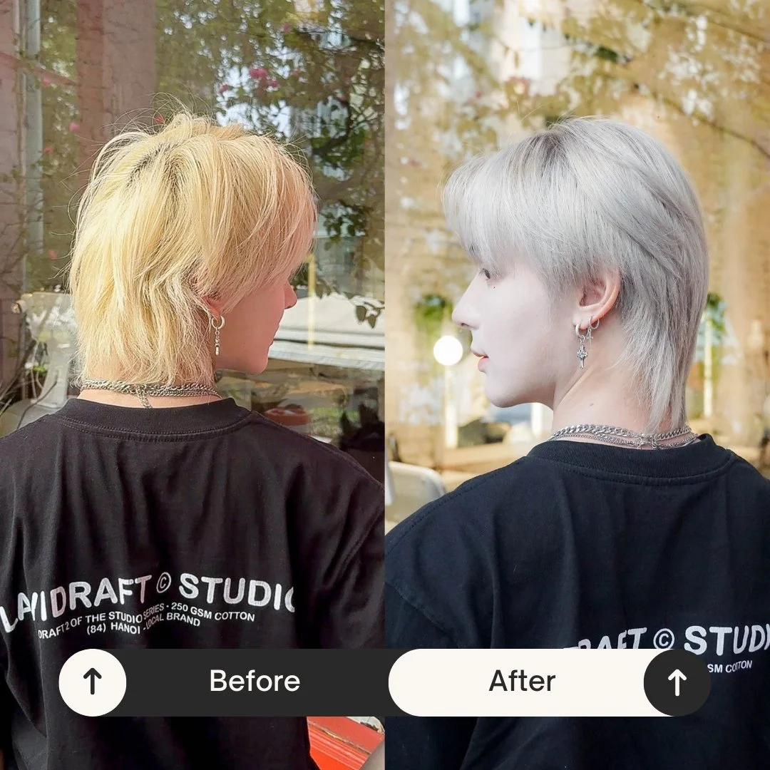 Giải ph&aacute;p duy tr&igrave; m&agrave;u bạch kim cho m&aacute;i t&oacute;c tẩy l&agrave; d&ugrave;ng dầu gội t&iacute;m để trung h&ograve;a sắc v&agrave;ng.
___
Hair Bar
BOOK NOW / LI&Ecirc;N HỆ: 090 990 43 03
https://www.hairbar.vn/book
___
78 Ng