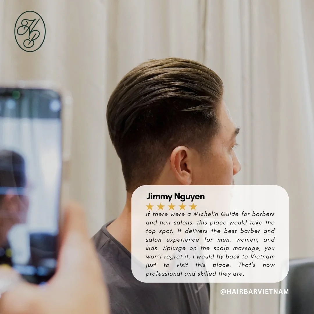 Mỗi feedback, mỗi lời giới thiệu v&agrave; sự tin tưởng của kh&aacute;ch h&agrave;ng ch&iacute;nh l&agrave; điều chứng thực r&otilde; nhất cho chất lượng của Hair Bar.
___
Hair Bar
BOOK NOW / LI&Ecirc;N HỆ: 090 990 43 03
https://www.hairbar.vn/book
_