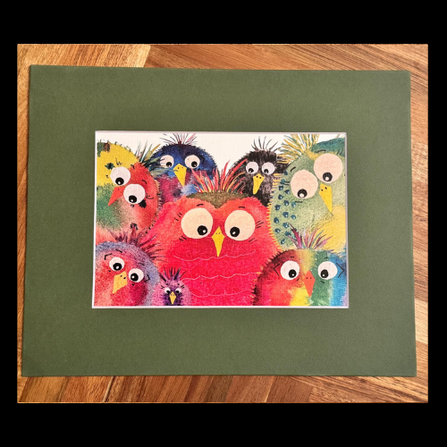Whimsical Multi Bird Art Print – 5x7 Watercolor in 8x10 Matte