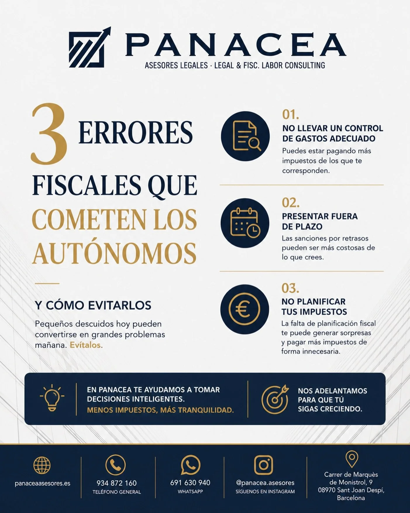 📊 &iquest;Eres aut&oacute;nomo? Evita estos errores fiscales que pueden costarte dinero.

Muchos profesionales y peque&ntilde;os negocios pagan m&aacute;s impuestos de los necesarios o se enfrentan a sanciones por peque&ntilde;os descuidos que podr&
