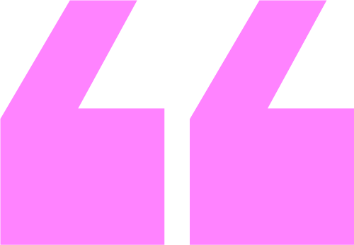 Pink quotation marks on a teal background.