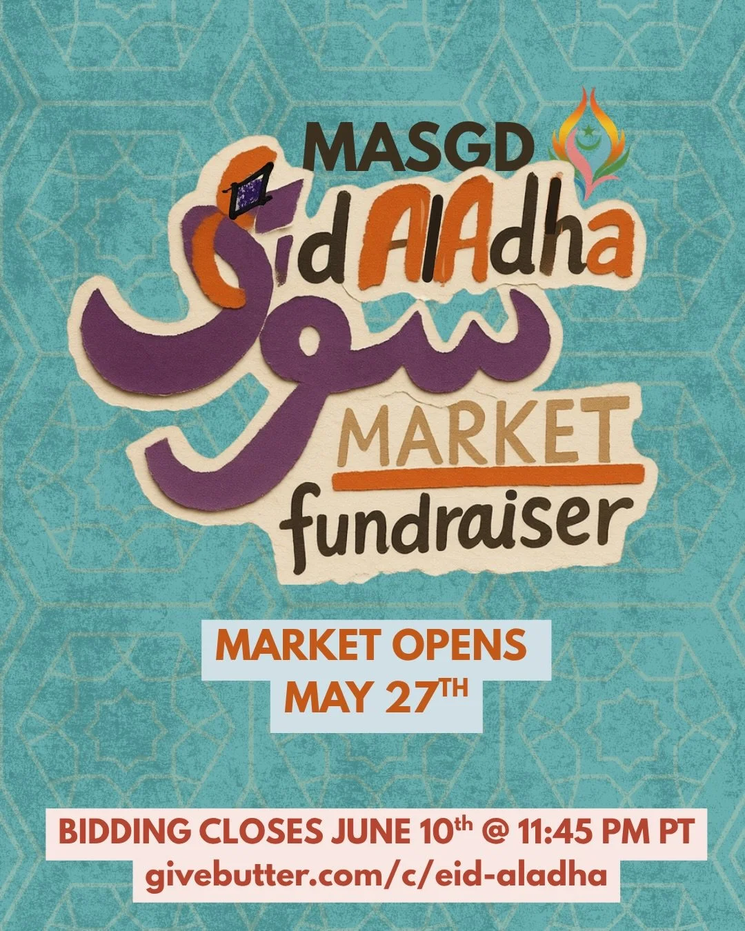 LAST DAY TO BID for our Eid Al Adha Market Fundraiser! 

Bid: givebutter.com/c/eid-aladha