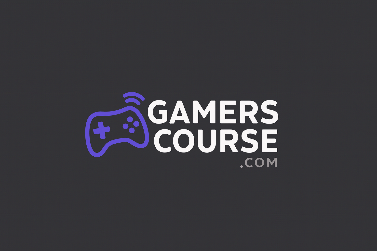 Logo of GamersCourse.com with a purple gaming controller icon and white text on a dark background.