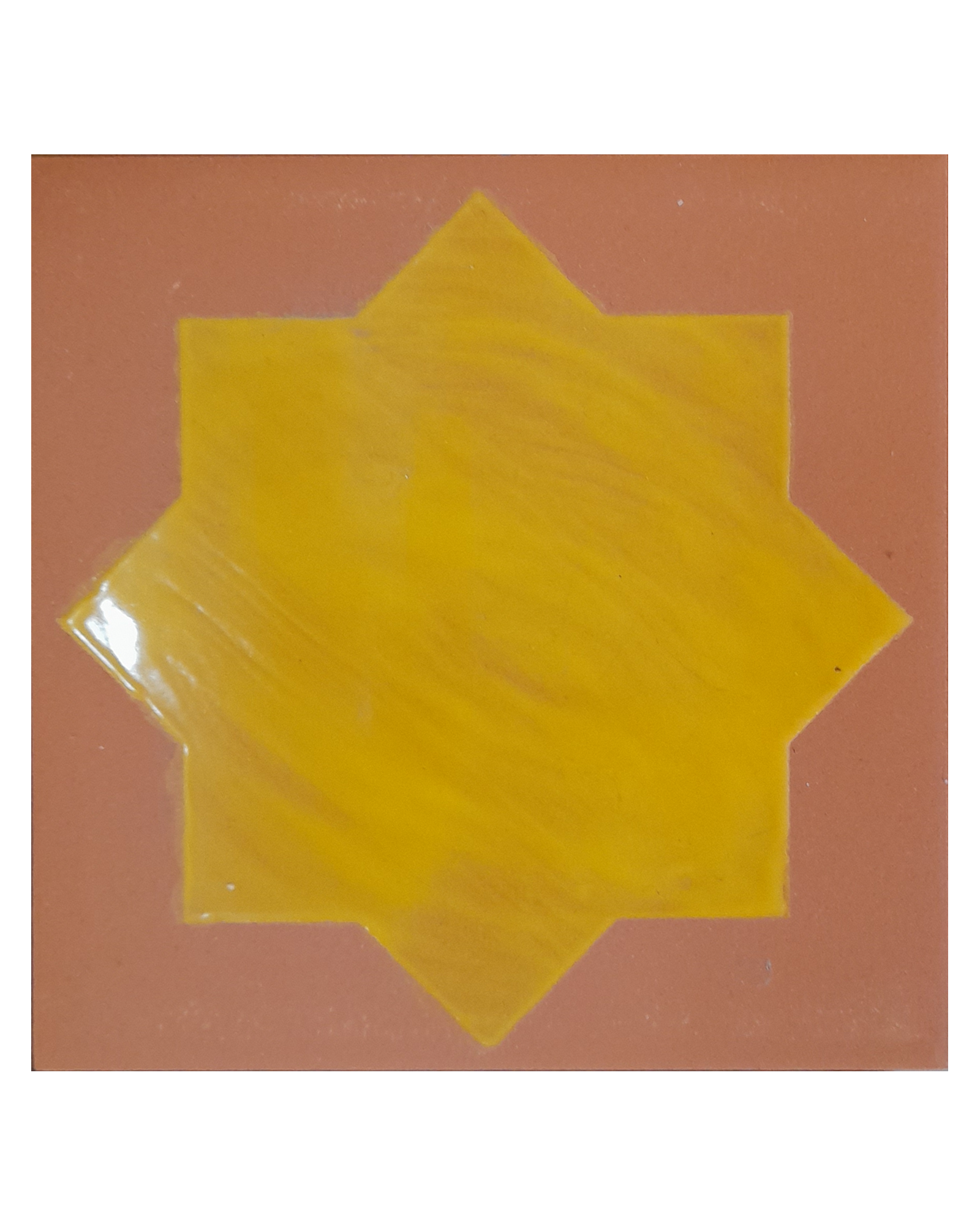 Estrella 8-Point Star with Terracotta Finish - Yellow - Ceramic Tiles - CASA PLETÓRICA.png