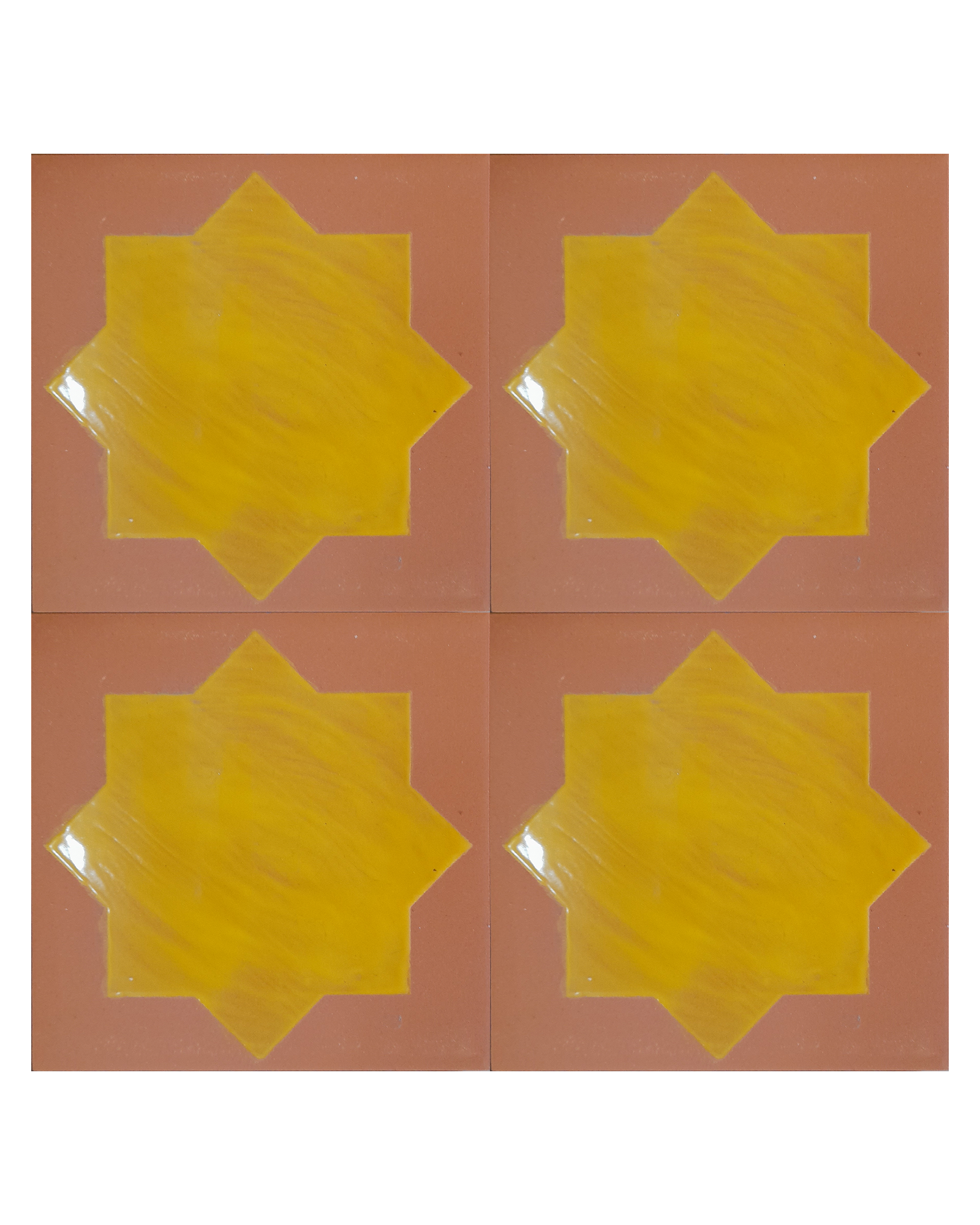 Estrella 8-Point Star with Terracotta Finish - Yellow - Group - Ceramic Tiles - CASA PLETÓRICA.png