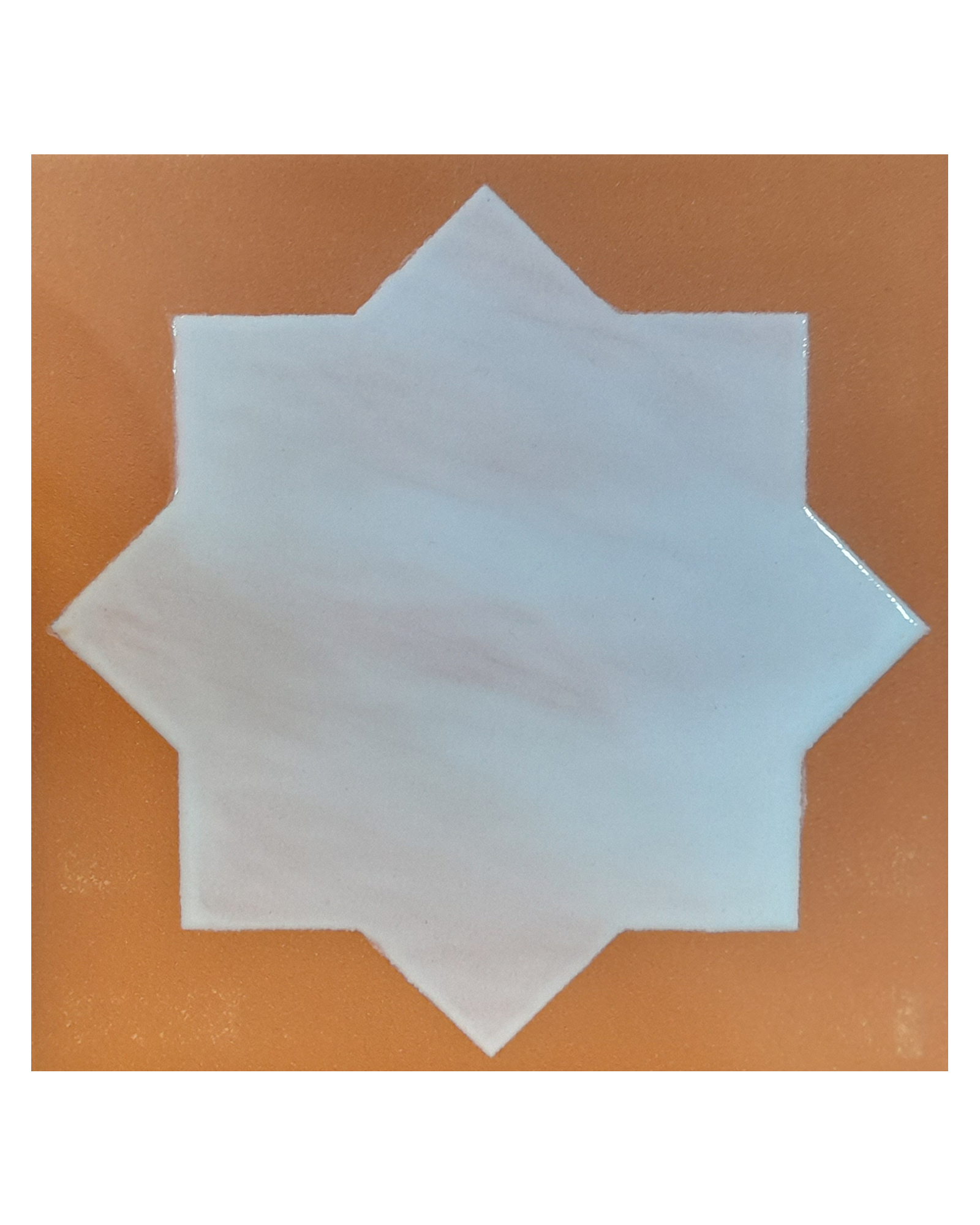 Estrella 8-Point Star with Terracotta Finish - White - Ceramic Tiles - CASA PLETÓRICA.png