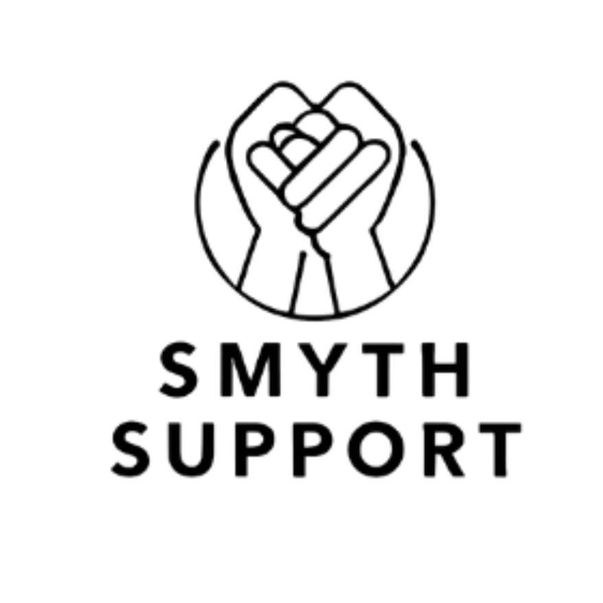 A logo with a clenched fist inside a circle above the words "COMMUNITY SUPPORT".