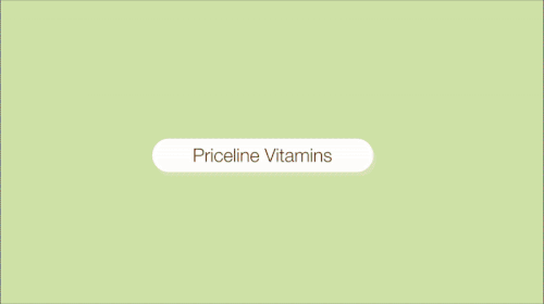 Pricine Vitamins logo on a light green background.