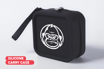 NipStyx Black silicone carry case with a gorilla face logo on the front and a wrist strap.