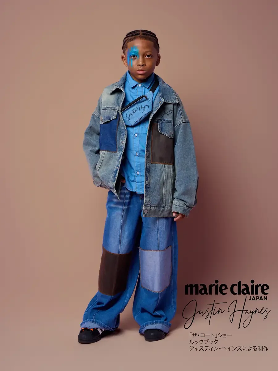 Oversized denim jacket, hand tucked inside, JUS10H Court Show lookbook, Marie Claire Japan
