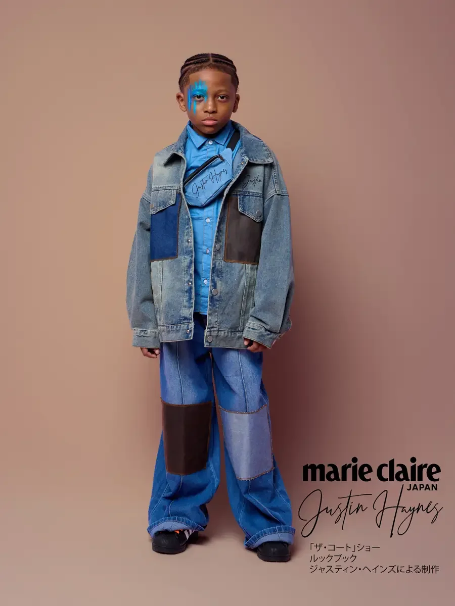 Oversized denim jacket with fanny pack worn across a layered denim shirt, JUS10H Court Show lookbook