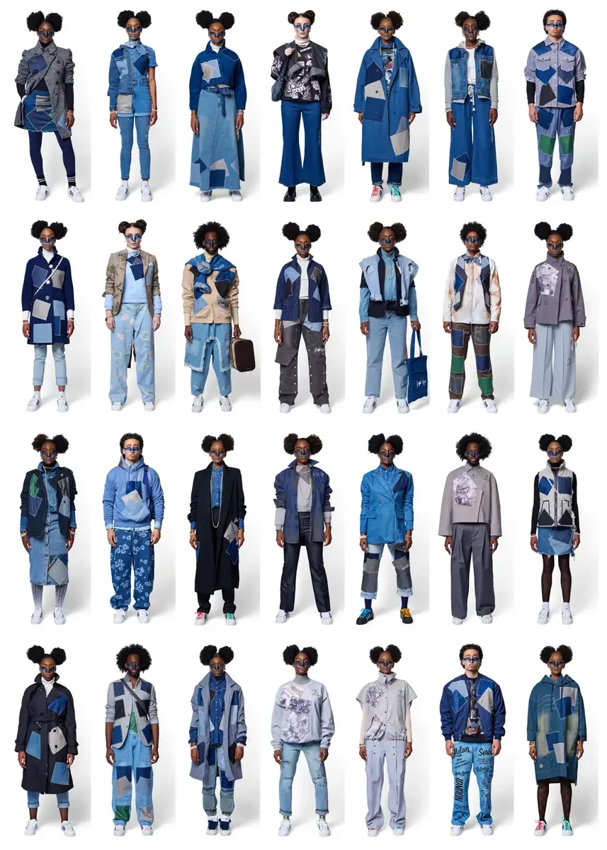 Pre-runway fashion lookbook, 28-look collection lineup on white background, photographed by Scott Parker Photo