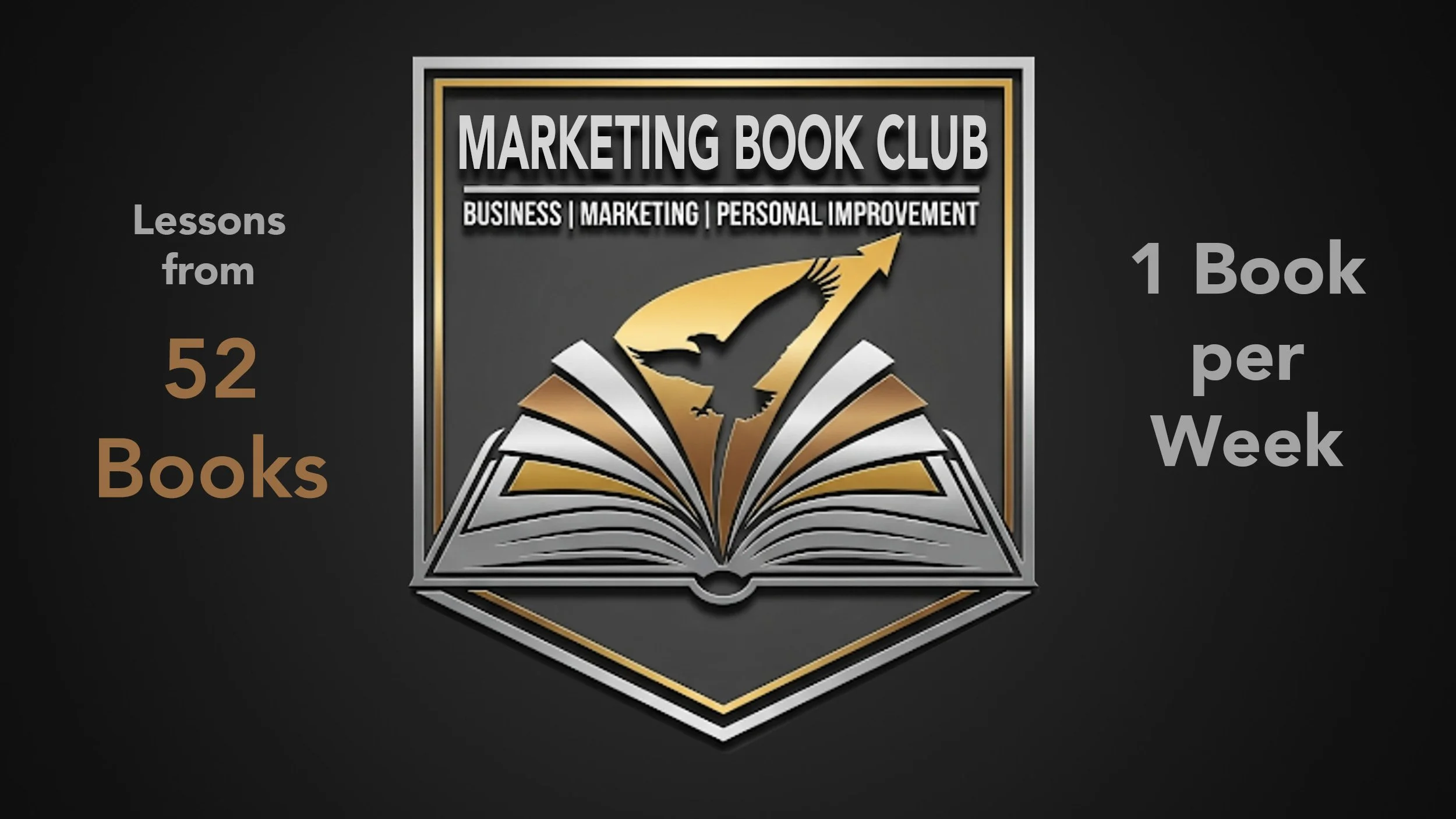 Logo for a marketing book club that has 52 weekly lessons