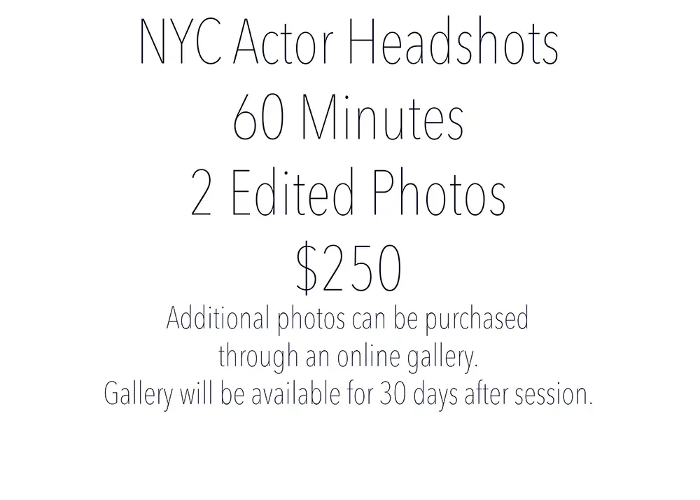 Actor headshots in Manhattan 60 minute sessions