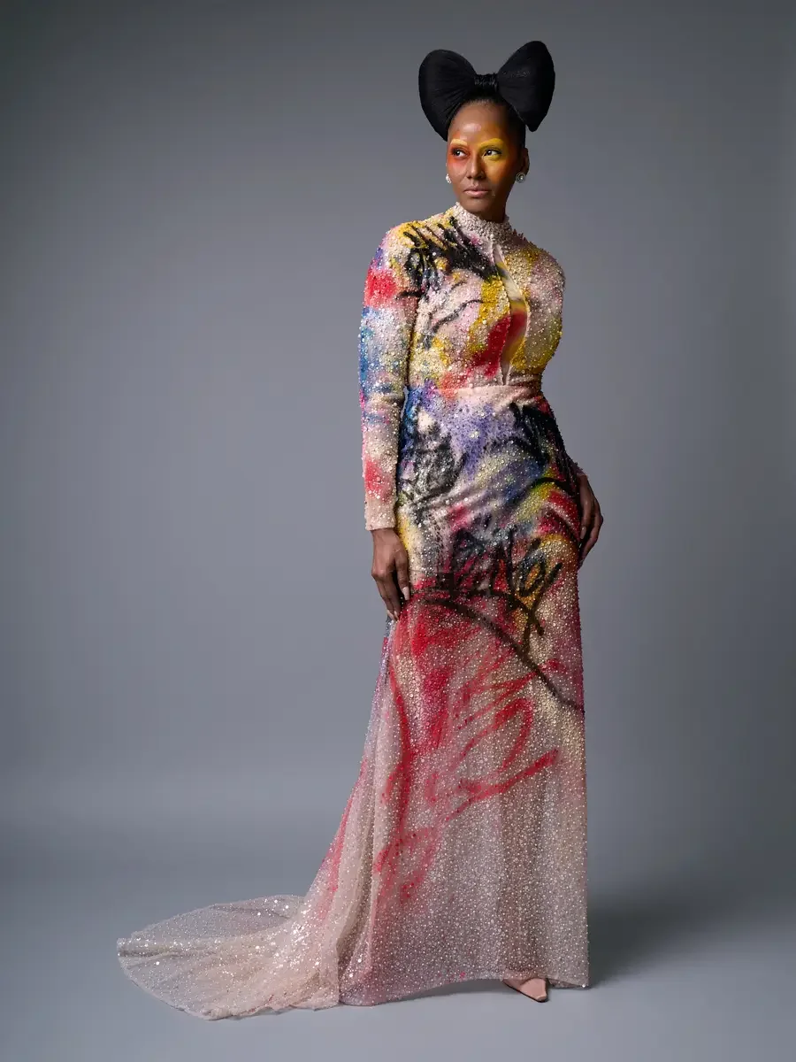 MET-MONDAY-DRESS-MAY2026-JUS10H-SCOTT-PARKER-PHOTO-00004.webp**
`JUS10H Met Monday 2026, three-quarter view hand-painted beaded gown with train, grey background, photographed by Scott Parker Photo