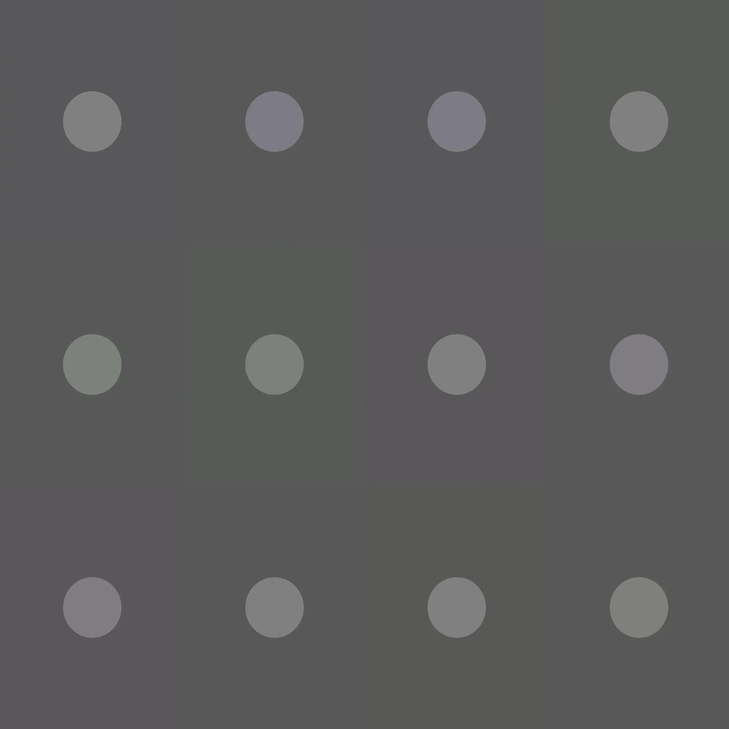 gray square with 12 fields of color shifted gray, each with a circle.  Only one contains a field and circle that is neutral.