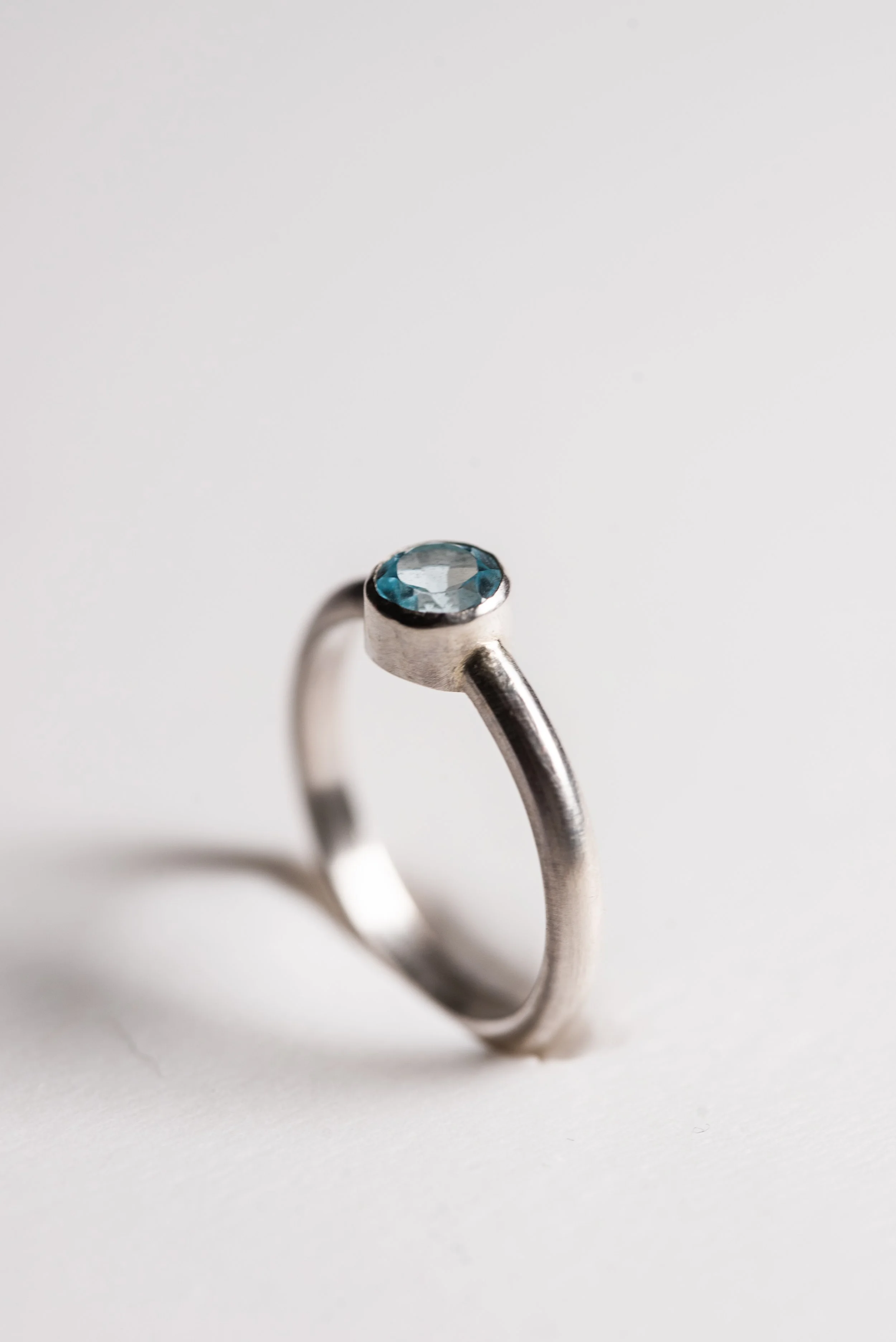 Silver ring with gemstone