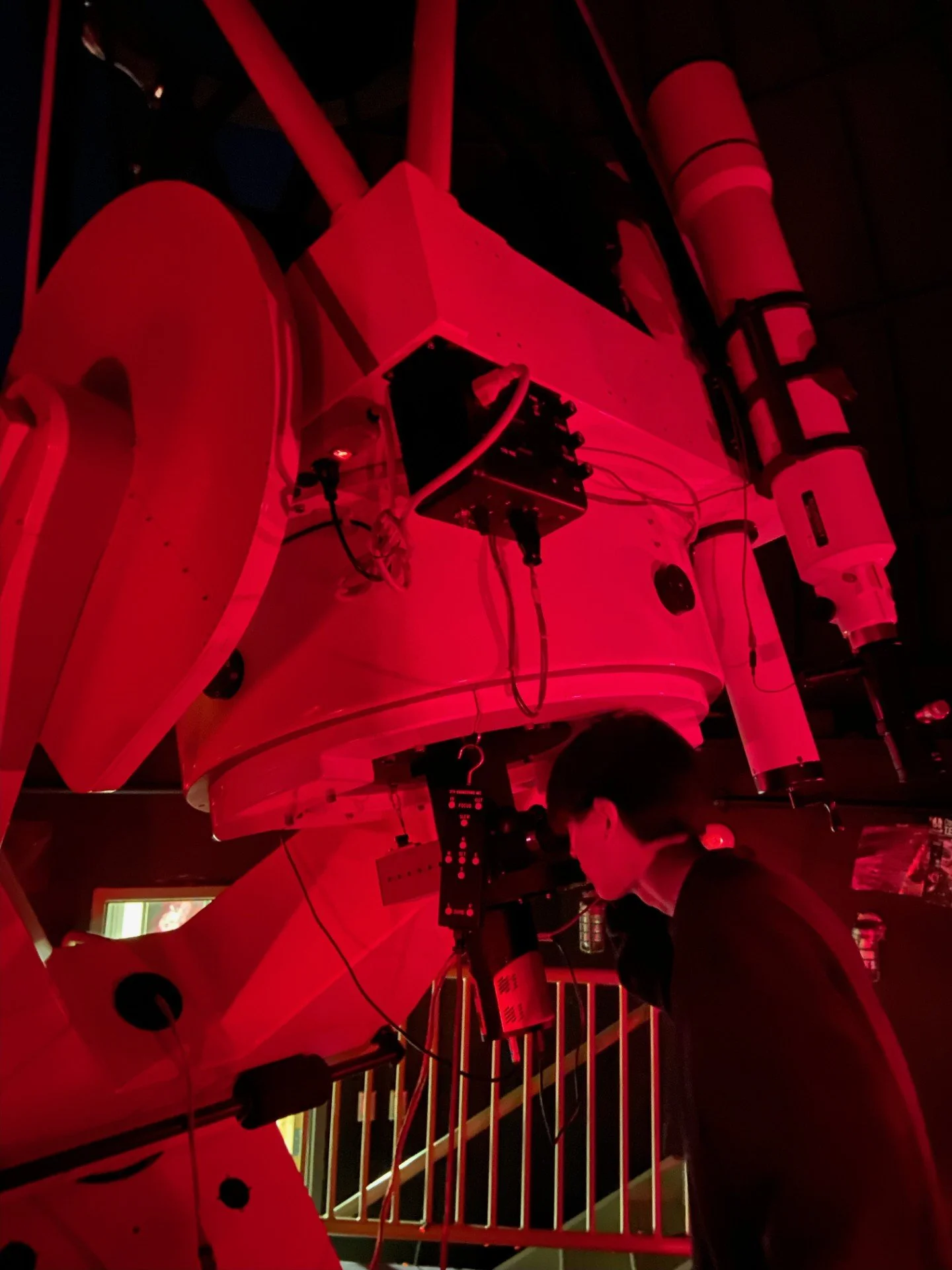 Riley Friesen observes with the 32" telescope at the University of Victoria