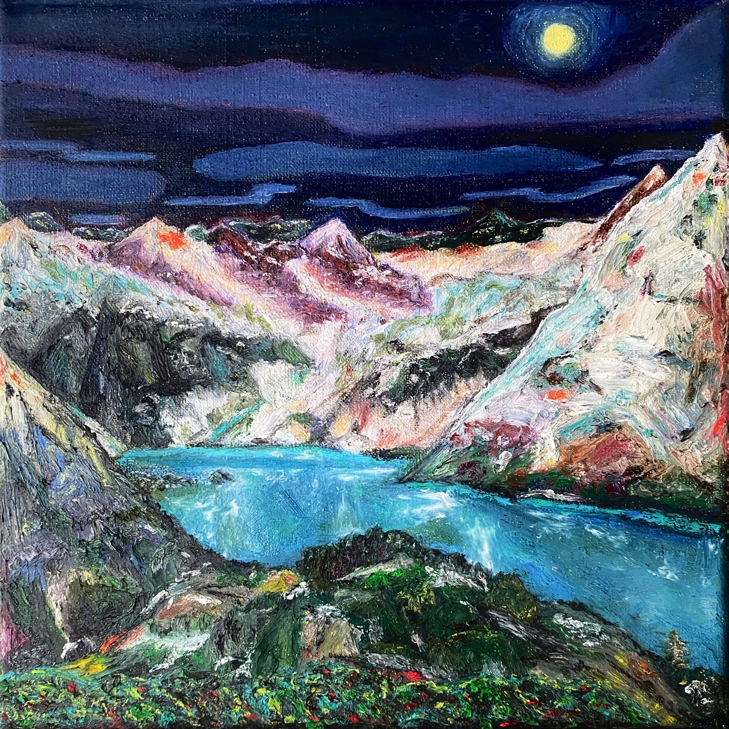 Mountains I | 20 x 20 cm | Ölfarbe auf Leinwand